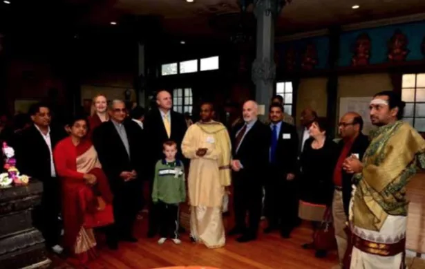 Dignitaries visiting the temple before the Cultural Hall opening in 2012